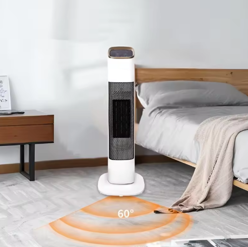 PTC Ceramic Tower Fan Heater with Digital Display Auto Oscillation and 2 Heat Settings