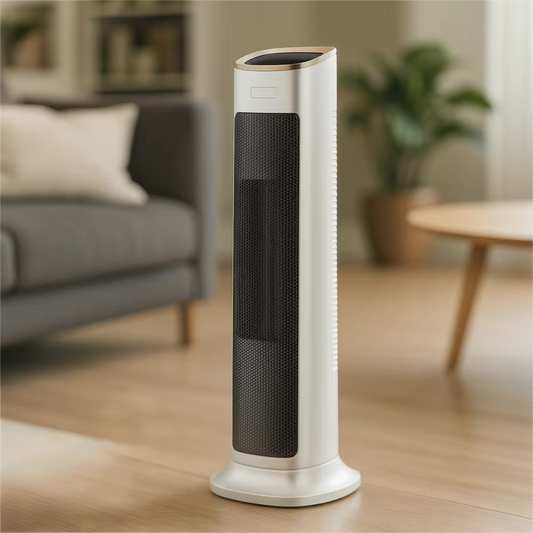 PTC Ceramic Tower Fan Heater with Digital Display Auto Oscillation and 2 Heat Settings